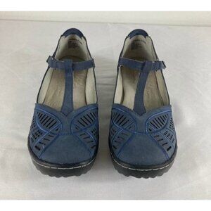 Womens Jambu Bridgett Mary Jane Leather Memory Foam Walking Shoe Blue 9